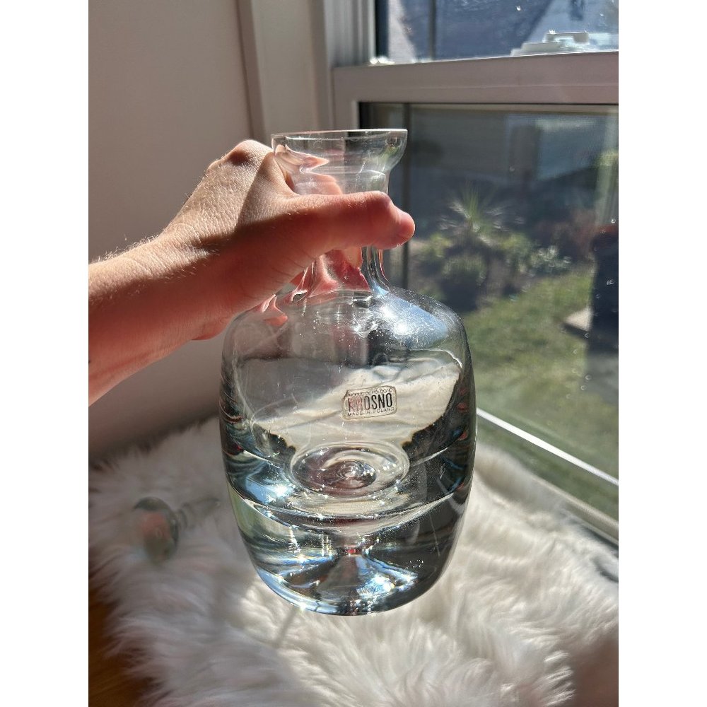 krosno very heavy glass decanter with controlled bubble alcohol bar cart MCM